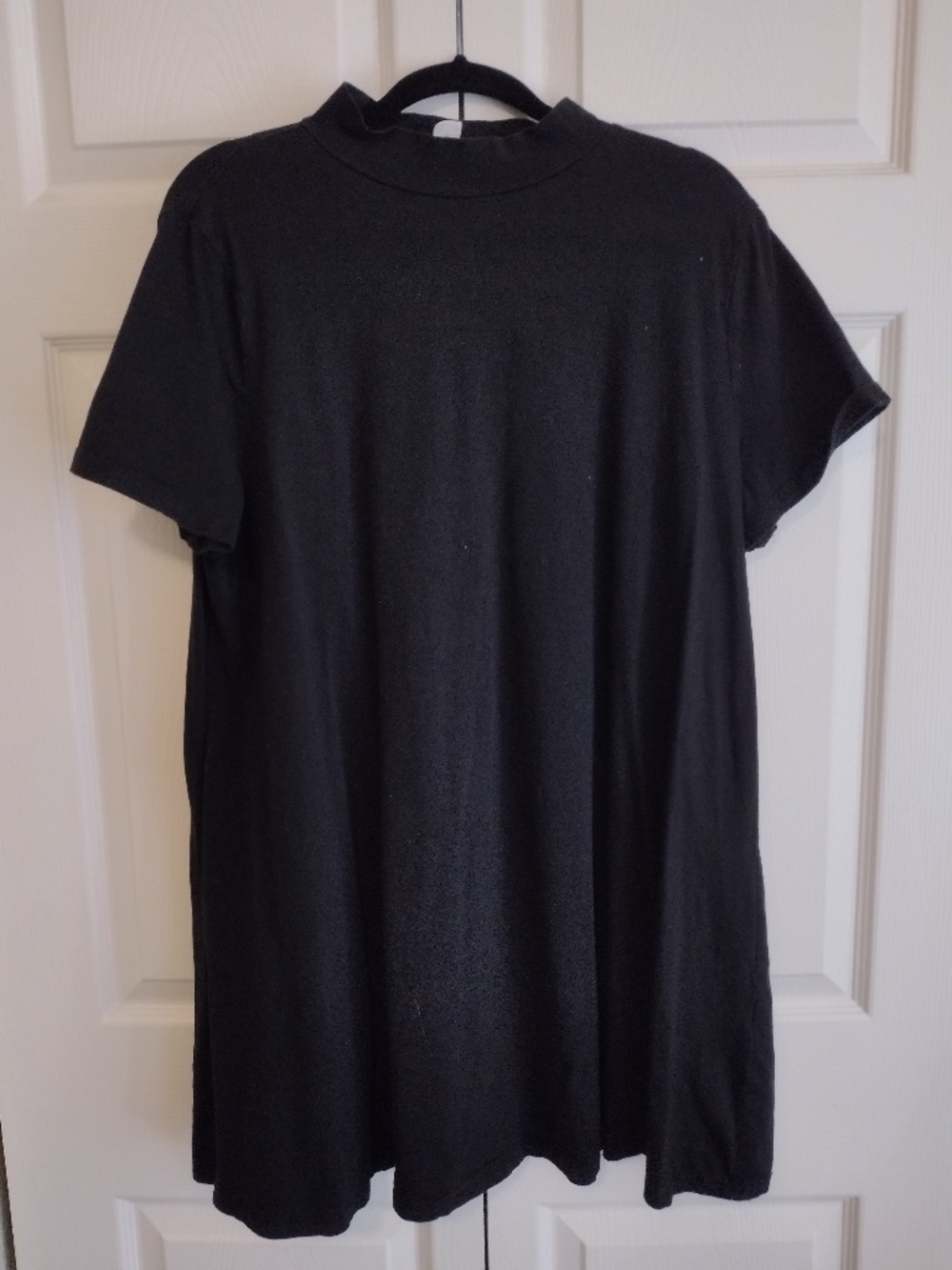 Black Mock Neck Mini T-Shirt Dress